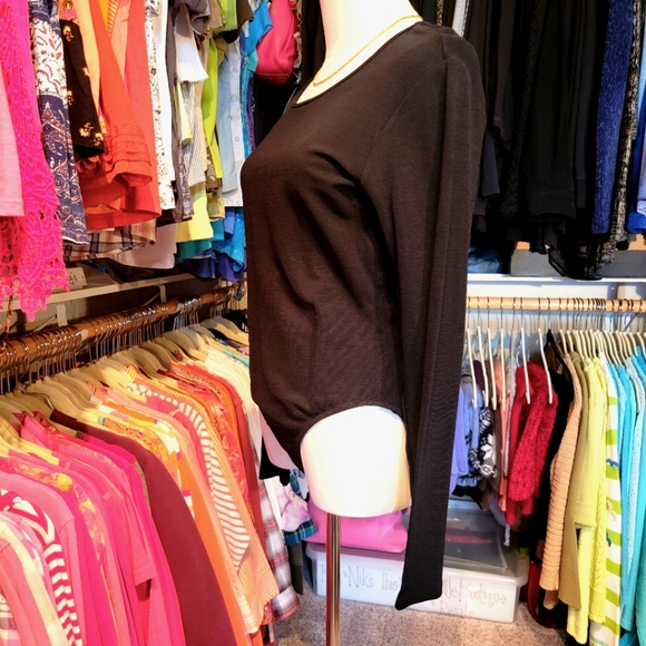 ANN TAYLOR ♡ Sweet Vintage Black Ribbed Adjustable Snaps Long Sleeve Bodysuit M - Picture 13 of 17